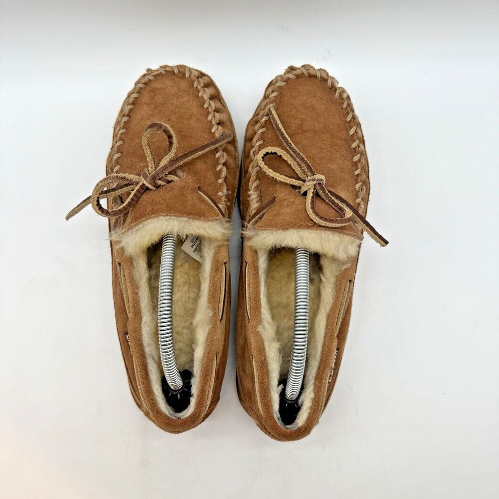 L.L. Bean Wicked Good Moccasins Women's 6M Brown Suede Sherpa Lined Slippers - Picture 6 of 11